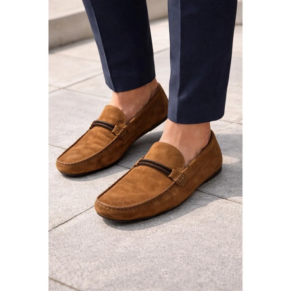 Aldo Mens Brown Suede Leather Dress‎ Shoe Comfort Loafer Size10